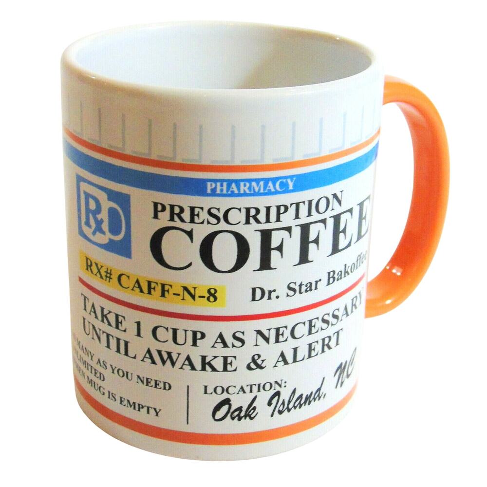 My Cafe Coffee Mug Doctor Pharmacy RX Prescription Bottle Tea Cup 12oz Fun Vtg